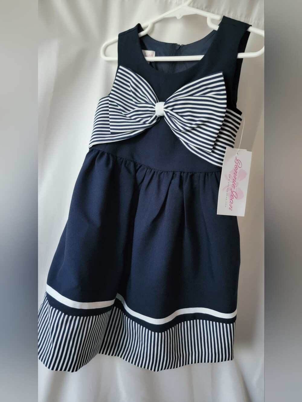 3T Girls Dress Nautical Navy and White Stripes NWT